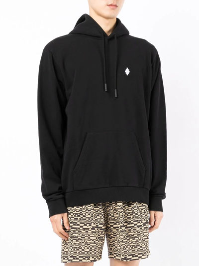 Marcelo Burlon County Of Milan Classic Pullover Black Hoodie With Adjustable Drawstring In Black