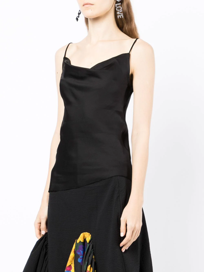 Marques' Almeida Draped Slip Tank Top In Schwarz