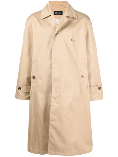 Shop Undercover Single-breasted Panelled Coat In Braun