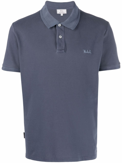 Shop Woolrich Embroidered-logo Polo Shirt In Blau