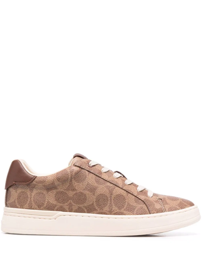 Coach High Line Sneaker In Signature Canvas In Brown