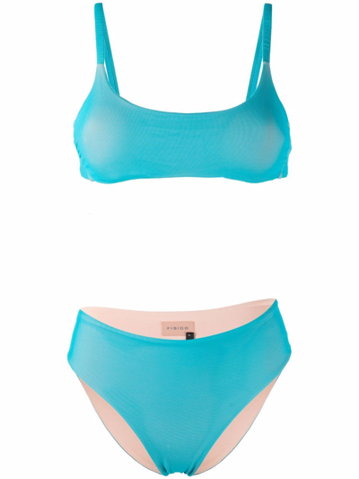 Shop Fisico Mesh High-waisted Bikini In Blue