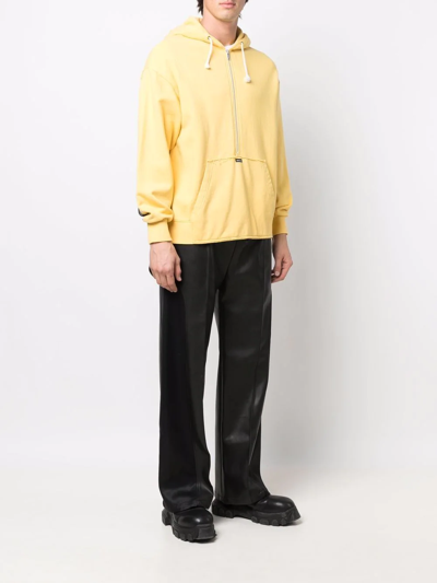 Shop Undercoverism Check-print Panelled Hoodie In Yellow