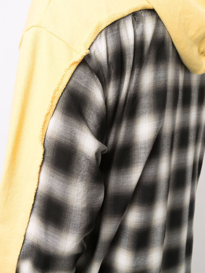 Shop Undercoverism Check-print Panelled Hoodie In Yellow
