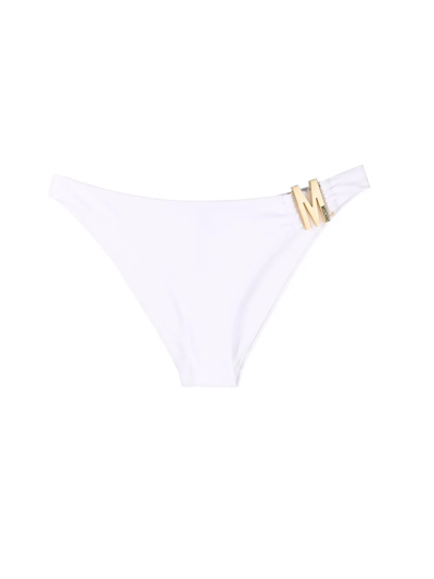 Shop Moschino Logo-plaque Bikini Bottoms In Weiss