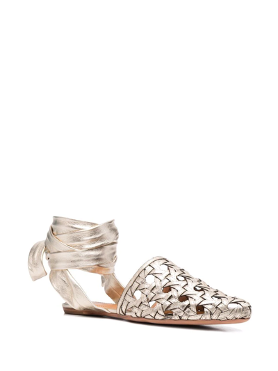 Tory Burch Interwoven-design Sandals In Gold