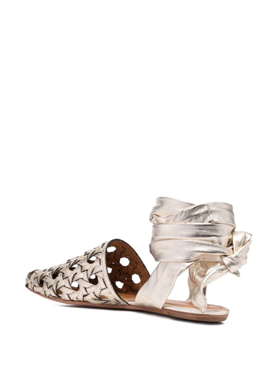 Tory Burch Interwoven-design Sandals In Gold