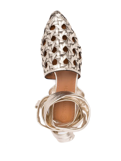 Tory Burch Interwoven-design Sandals In Gold