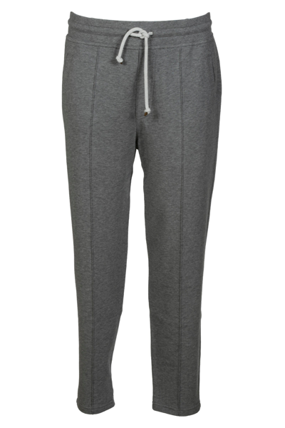 Shop Brunello Cucinelli Straight Leg Drawstring Track Pants In Grey