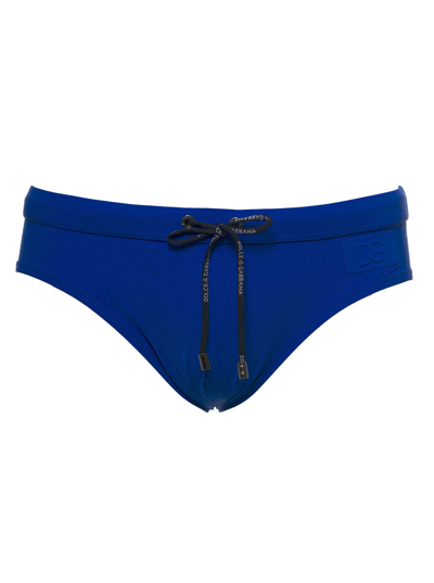 Shop Dolce & Gabbana 3d Dg Logo Swim Briefs In Blue