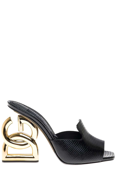 Shop Dolce & Gabbana Dg Heel Slip In Black