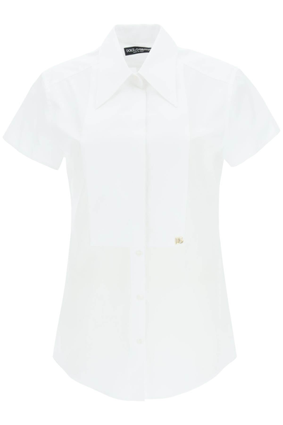 Shop Dolce & Gabbana Dg Logo Poplin Shirt In White