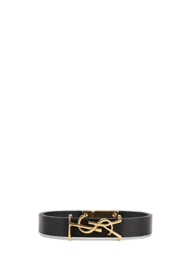 Shop Saint Laurent Opyum Logo Bracelet In Black