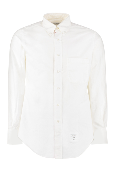 Shop Thom Browne Buttoned Oxford Shirt In White