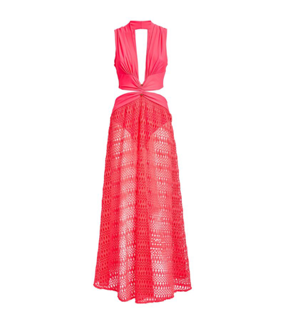 Shop Patbo Crochet Beach Dress In Pink