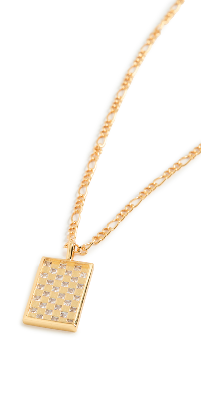 Shop Luv Aj The Checkerboard Dog Tag Necklace In Gold
