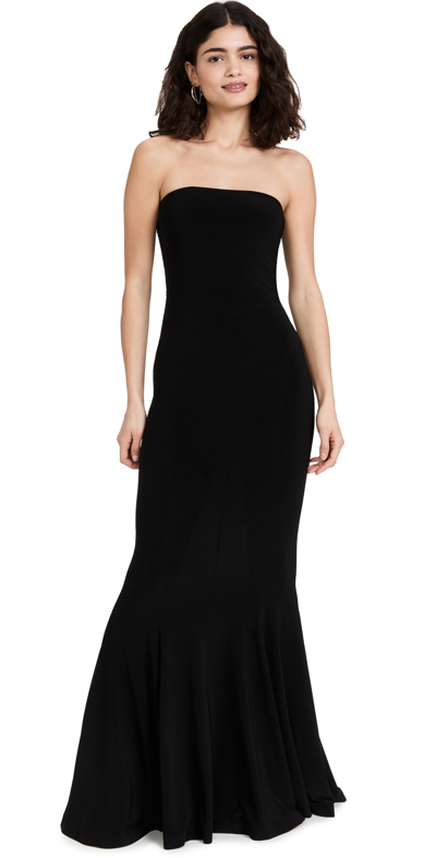Shop Norma Kamali Strapless Fishtail Gown Black