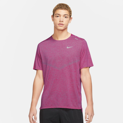 Shop Nike Dri-fit Rise 365 Men's Short-sleeve Running Top In Active Pink,heather