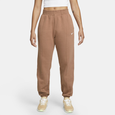 Shop Nike Women's  Sportswear Essential Collection Fleece Pants In Brown