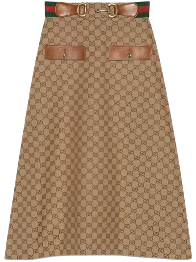Shop Gucci Gg Canvas Skirt In Beige