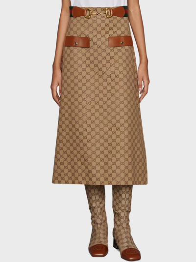 Shop Gucci Gg Canvas Skirt In Beige