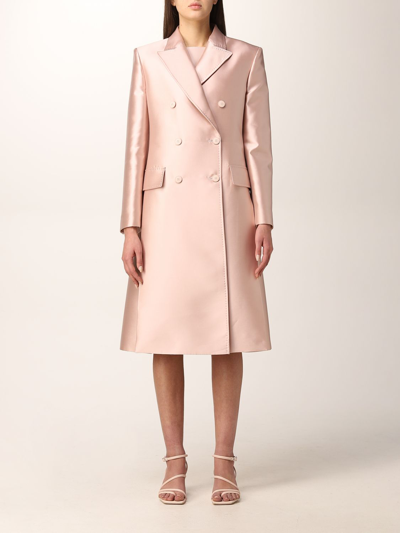 Shop Alberta Ferretti Classic Double-breasted Coat In Pink