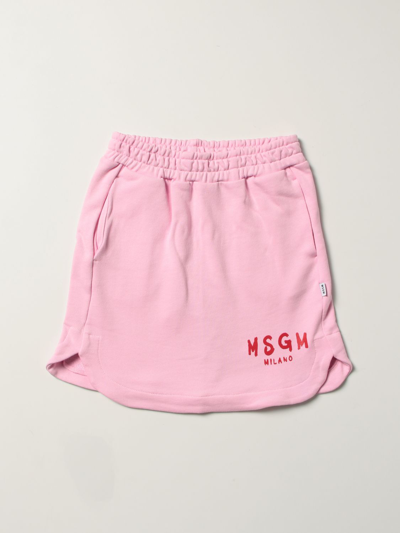 Shop Msgm Mini Jogging Skirt With Logo In Pink