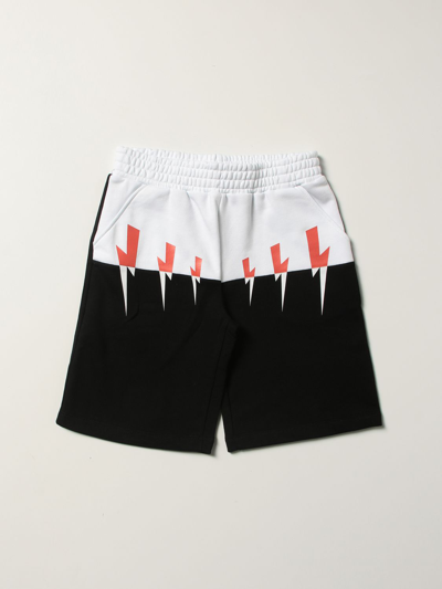 Shop Neil Barrett Two-tone  Jogging Shorts In Black