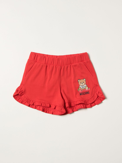 Shop Moschino Kid Jogging Shorts With Teddy In Red