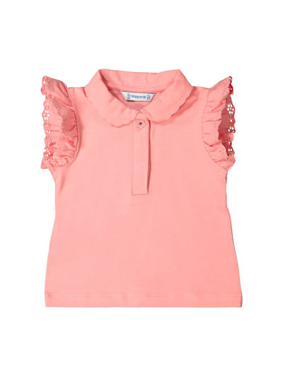 Shop Mayoral Kids Polo Shirt For Girls In Pink