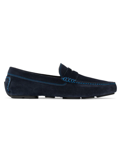 Shop To Boot New York Men's Driver Contrast Stitch Suede Loafers In Blue