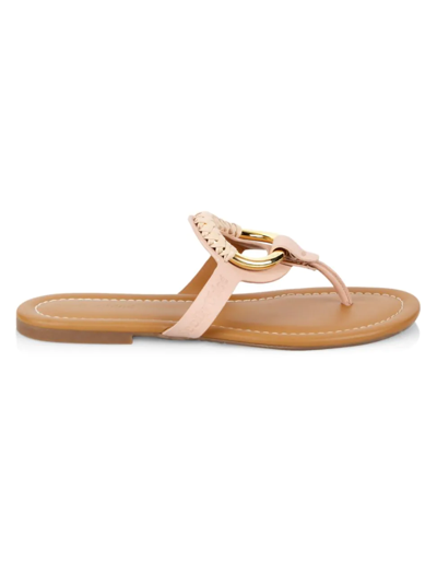 Shop See By Chloé Women's Hana Leather Thong Sandals In Beige