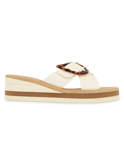 Shop Ancient Greek Sandals Women's Thais Rainbow Leather Wedge Sandals In Off White