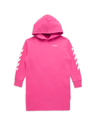 Shop Off-white Little Girl's & Girl's Rubber Arrow Hoodie Dress In Pink