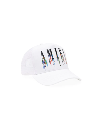 Shop Amiri Men's Paint Drip Logo Trucker Hat In White