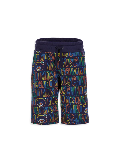 Shop Moschino Little Boy's & Boy's Logo-print Shorts In Navy Multi