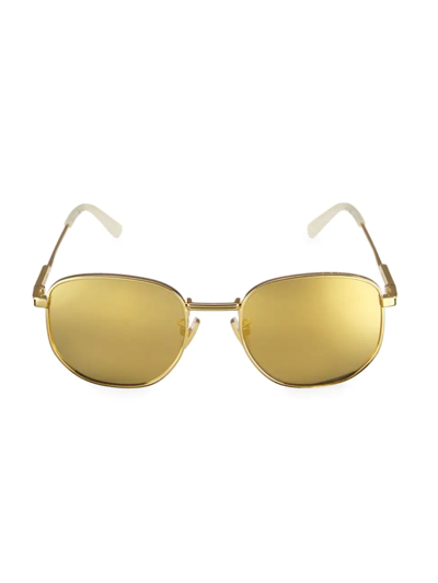 Shop Bottega Veneta Women's Minimalist 53mm Navigator Sunglasses In Gold