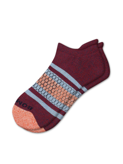 Shop Bombas Women's Colorblock Stripes Ankle Socks In Maroon Blood Orange