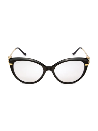 Shop Cartier Women's Santos De  59mm Cat Eye Sunglasses In Black