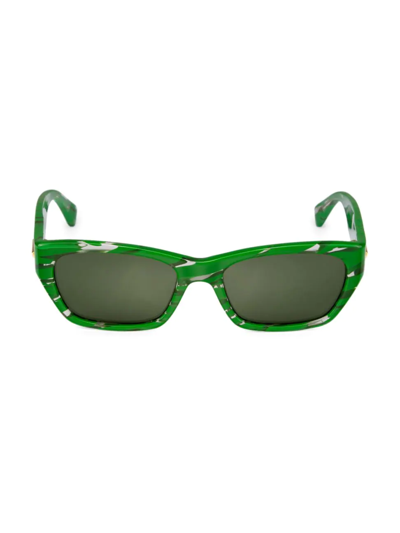 Shop Bottega Veneta Women's Unapologetic 55mm Rectangular Sunglasses In Green