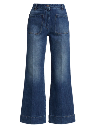 Shop Victoria Beckham Women's Alina High-rise Wide-leg Jeans In Classic Faded Blue