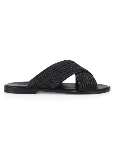 Shop Manolo Blahnik Men's Otawi Criss-cross Sandals In Black