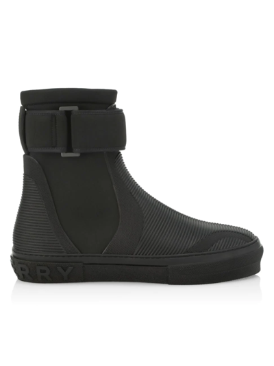 Shop Burberry Men's Monochrome Sock Sneakers In Black
