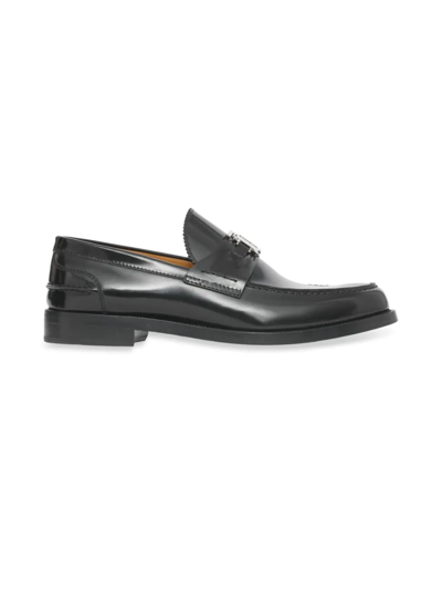 Shop Burberry Fred Leather Logo Loafers In Black