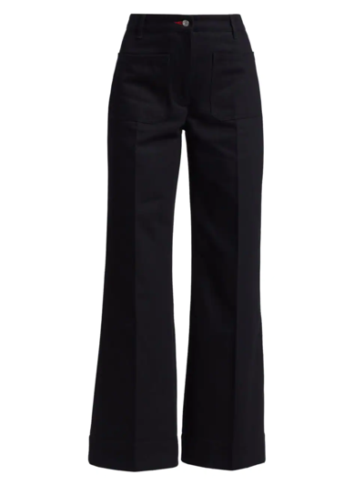 Shop Victoria Beckham Women's Alina High-rise Wide-leg Jeans In Raw Black