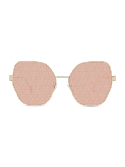 Shop Fendi Women's Baguette 59mm Cat-eye Sunglasses In Shiny Gold Bordeaux
