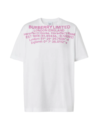 Shop Burberry Women's Carrick Oversized Logo T-shirt In White