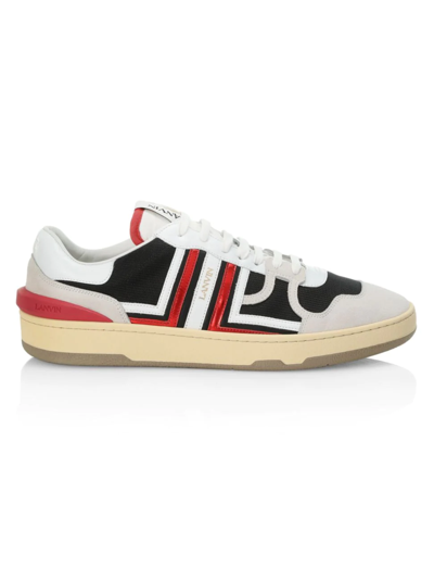 Shop Lanvin Clay Leather & Textile Sneakers In Black Red