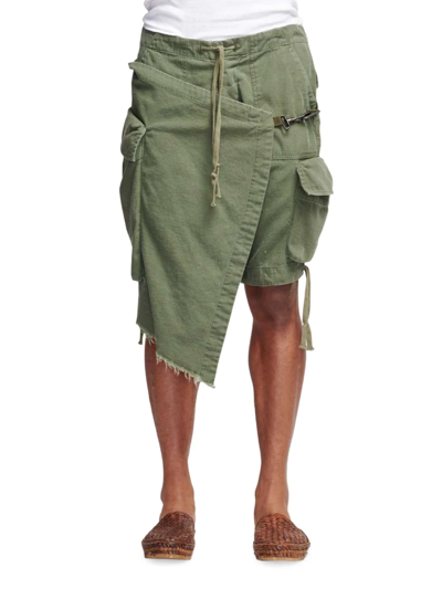 Shop Greg Lauren Cargo Wrap Shorts In Army
