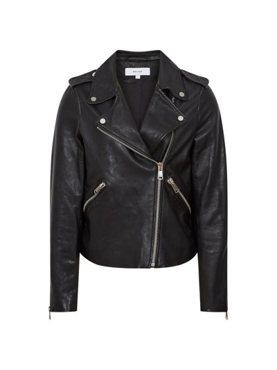 Shop Reiss Women's Gigi Leather Biker Jacket In Black